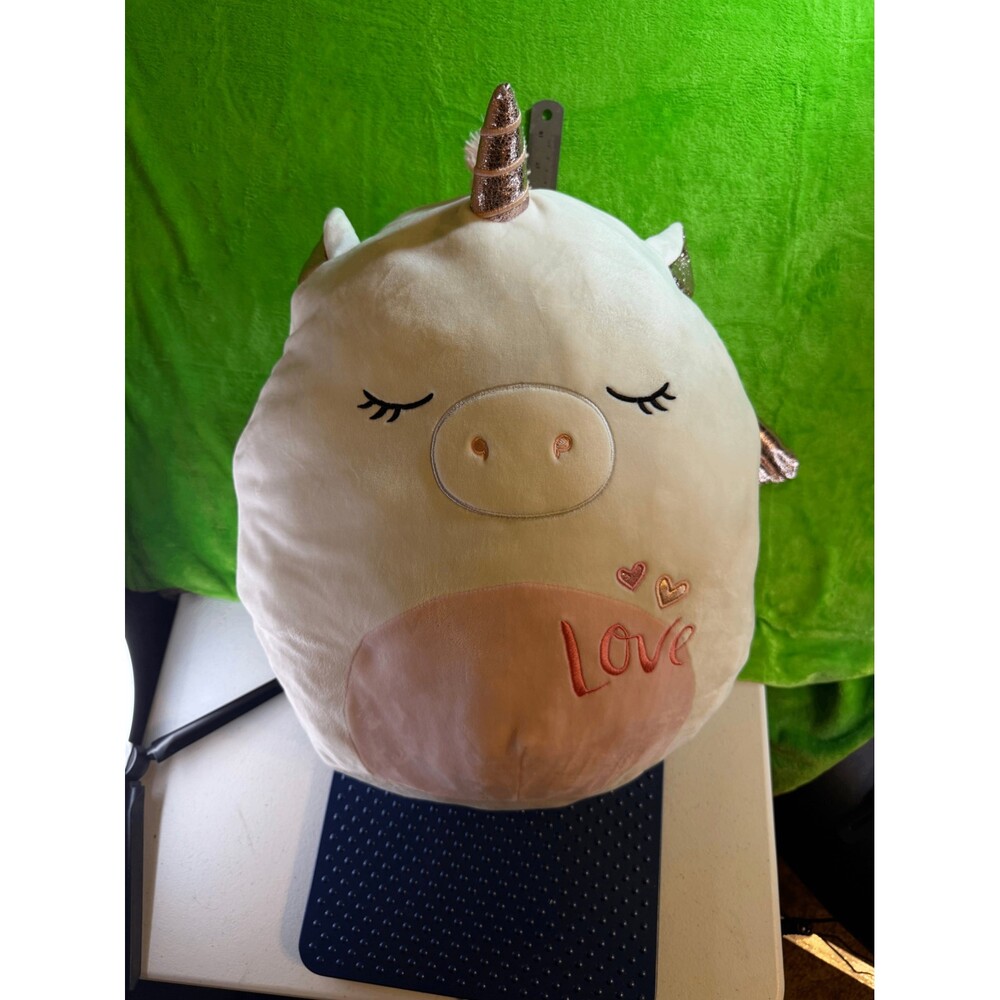 Squishmallows Hug Mees 18" Unicorn Valentine's Love Cream Rose Gold Plush